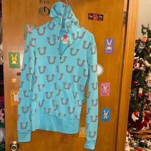 Primp Aqua Horseshoe Print Zip-Up Hoodie🍀